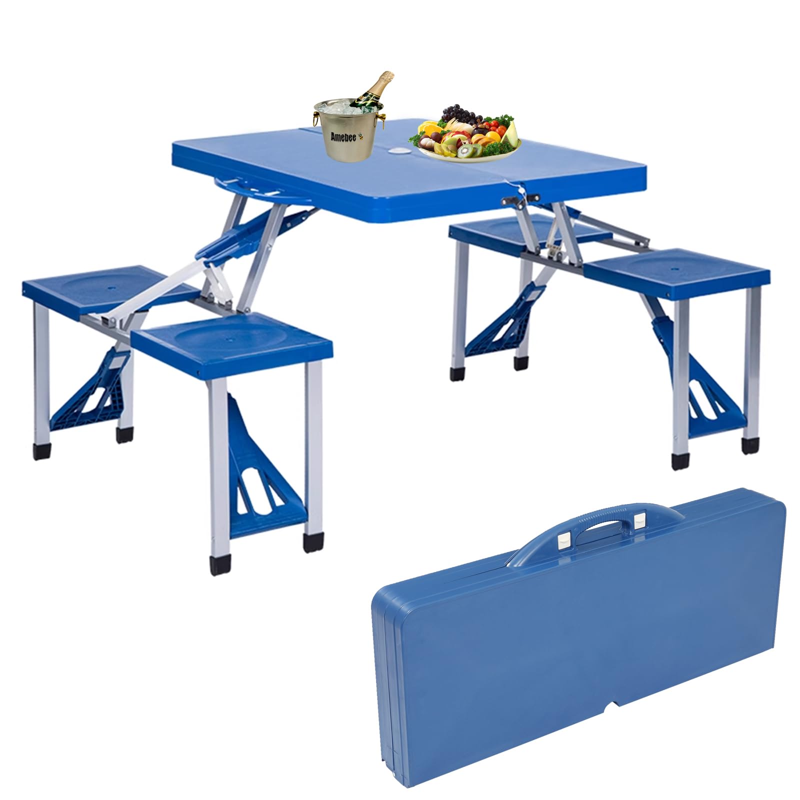 Amebee Folding Picnic Table and Bench Set, Portable Tables